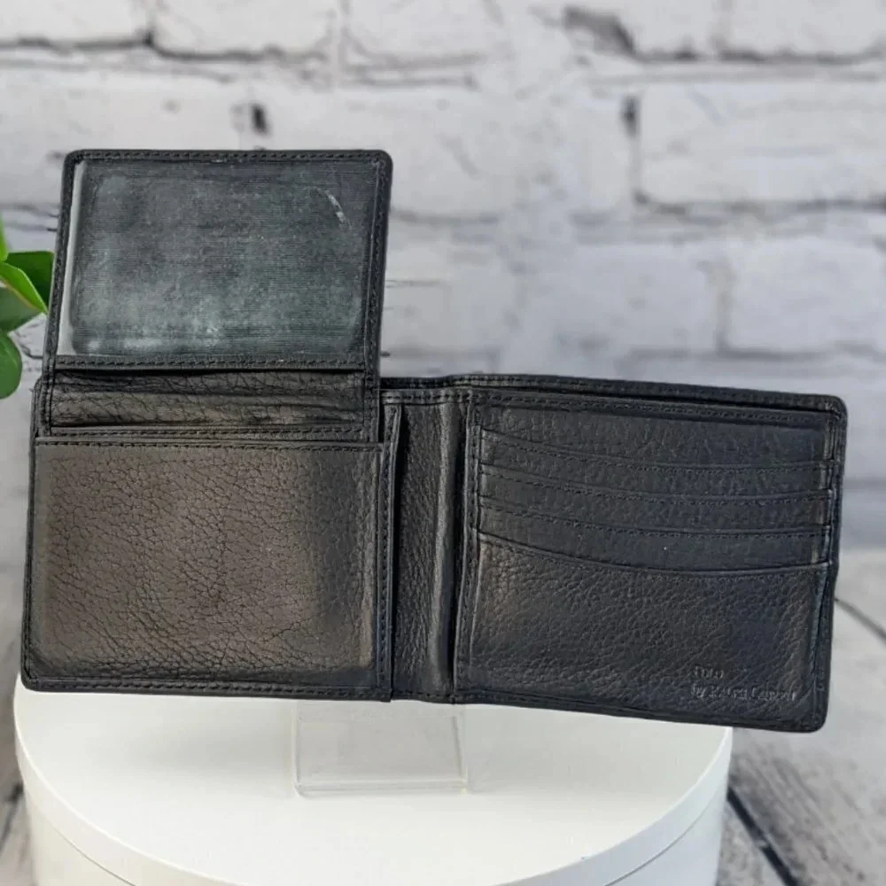 Vintage 90s Polo Ralph Lauren leather wallet, black, 2 / dual ID window, CCW LTC